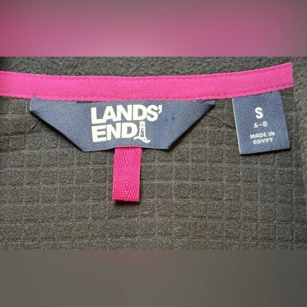 Lands End Jacket Womens S Small 6 - 8 Black Pink Zip Fleece Hiking Outdoors - Picture 3 of 8